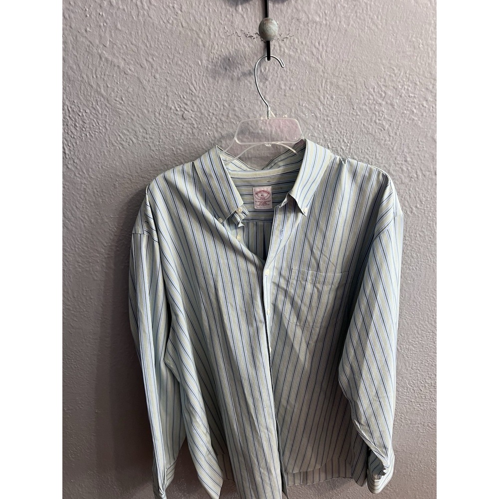 Brooks Brothers Shirt Mens 346 Size‎ XL Non Iron Button Up Blue Striped